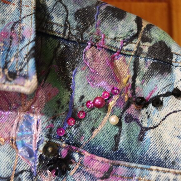 Giorgio Morandi Vintage 80s Denim Doleman Pant Leg Jean Jacket LG - Picture 14 of 16